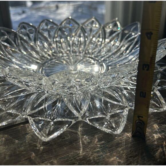 Vintage Federal Glass Petal Pattern Clear Glass Serving Bowl & Platter Flower - Picture 7 of 16